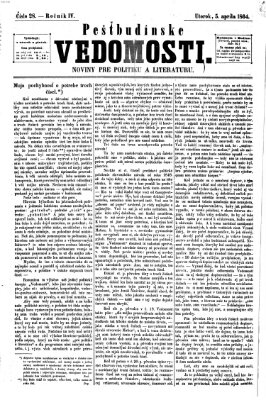 Pešťkbudínske vedomosti Dienstag 5. April 1864