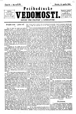 Pešťkbudínske vedomosti Freitag 15. April 1864