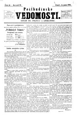 Pešťkbudínske vedomosti Dienstag 14. Juni 1864