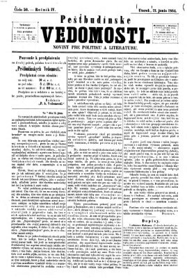 Pešťkbudínske vedomosti Dienstag 21. Juni 1864