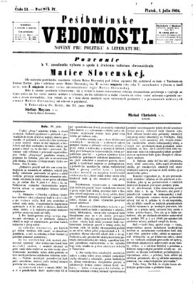 Pešťkbudínske vedomosti Freitag 1. Juli 1864