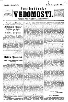 Pešťkbudínske vedomosti Dienstag 13. September 1864