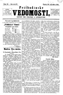 Pešťkbudínske vedomosti Freitag 30. September 1864