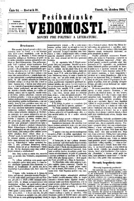 Pešťkbudínske vedomosti Dienstag 18. Oktober 1864