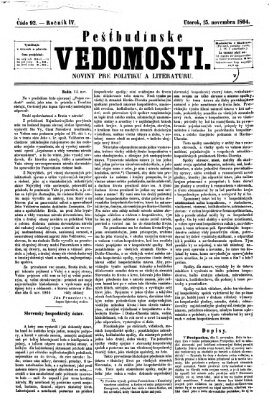 Pešťkbudínske vedomosti Dienstag 15. November 1864