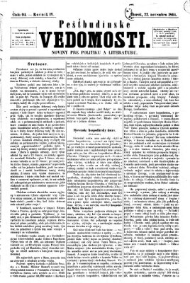 Pešťkbudínske vedomosti Dienstag 22. November 1864