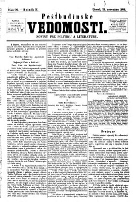 Pešťkbudínske vedomosti Dienstag 29. November 1864