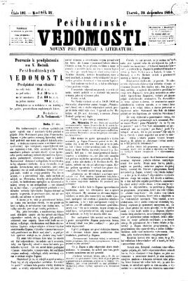 Pešťkbudínske vedomosti Dienstag 20. Dezember 1864