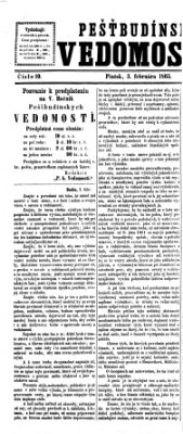 Pešťkbudínske vedomosti Freitag 3. Februar 1865