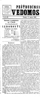 Pešťkbudínske vedomosti Freitag 17. März 1865