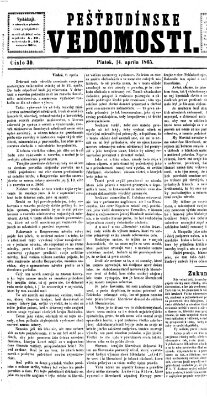 Pešťkbudínske vedomosti Freitag 14. April 1865