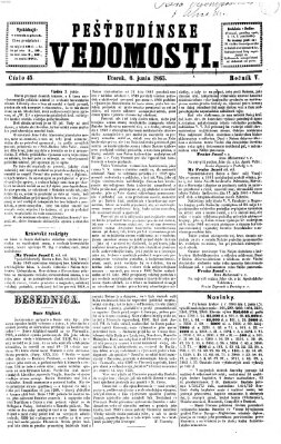 Pešťkbudínske vedomosti Dienstag 6. Juni 1865