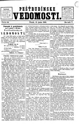 Pešťkbudínske vedomosti Freitag 16. Juni 1865