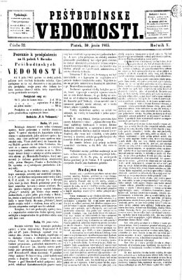 Pešťkbudínske vedomosti Freitag 30. Juni 1865