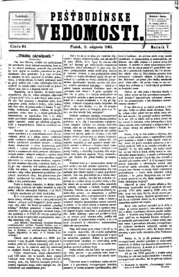 Pešťkbudínske vedomosti Freitag 11. August 1865