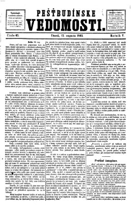 Pešťkbudínske vedomosti Dienstag 15. August 1865