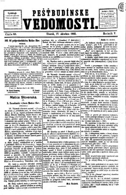 Pešťkbudínske vedomosti Dienstag 17. Oktober 1865