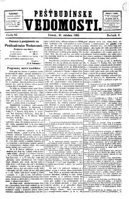 Pešťkbudínske vedomosti Dienstag 31. Oktober 1865