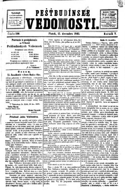 Pešťkbudínske vedomosti Freitag 15. Dezember 1865