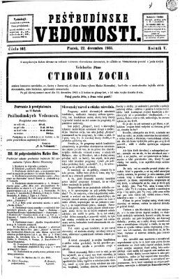 Pešťkbudínske vedomosti Freitag 22. Dezember 1865