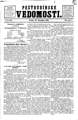 Pešťkbudínske vedomosti Freitag 29. Dezember 1865