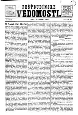 Pešťkbudínske vedomosti Dienstag 20. Februar 1866