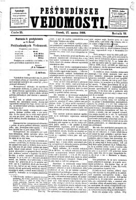 Pešťkbudínske vedomosti Dienstag 27. März 1866