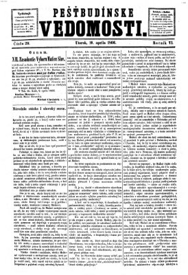 Pešťkbudínske vedomosti Dienstag 10. April 1866