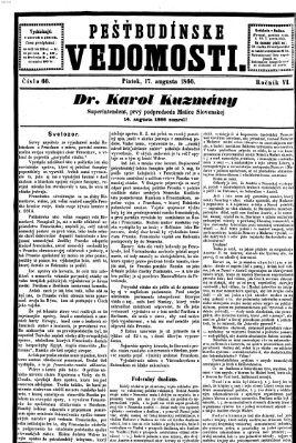 Pešťkbudínske vedomosti Freitag 17. August 1866