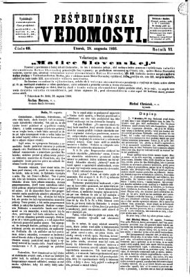 Pešťkbudínske vedomosti Dienstag 28. August 1866