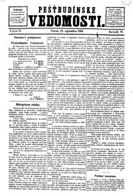 Pešťkbudínske vedomosti Dienstag 25. September 1866