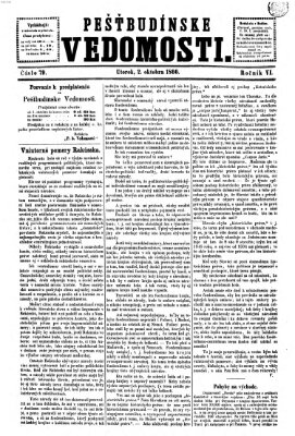 Pešťkbudínske vedomosti Dienstag 2. Oktober 1866