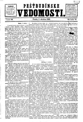 Pešťkbudínske vedomosti Freitag 5. Oktober 1866