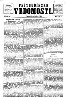 Pešťkbudínske vedomosti Freitag 16. November 1866