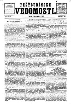 Pešťkbudínske vedomosti Freitag 7. Dezember 1866