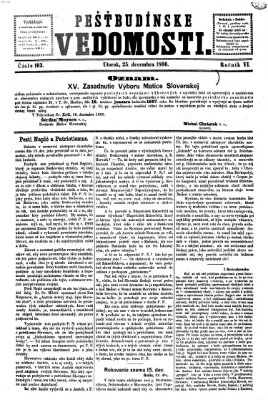 Pešťkbudínske vedomosti Dienstag 25. Dezember 1866