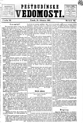 Pešťkbudínske vedomosti Dienstag 19. Februar 1867