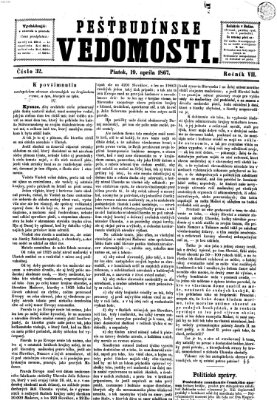 Pešťkbudínske vedomosti Freitag 19. April 1867