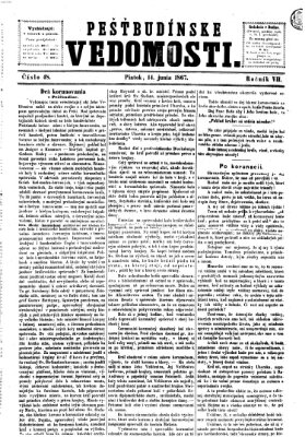 Pešťkbudínske vedomosti Freitag 14. Juni 1867