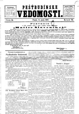 Pešťkbudínske vedomosti Freitag 21. Juni 1867