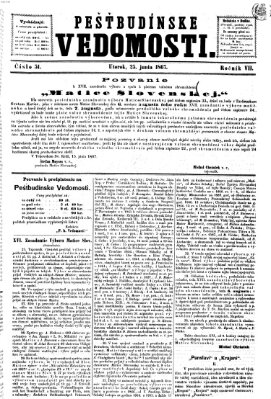 Pešťkbudínske vedomosti Dienstag 25. Juni 1867