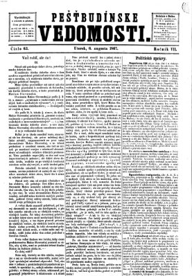 Pešťkbudínske vedomosti Dienstag 6. August 1867