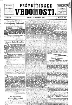 Pešťkbudínske vedomosti Dienstag 3. September 1867