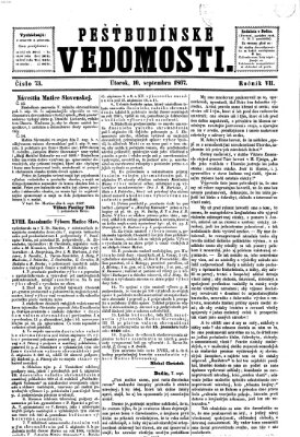 Pešťkbudínske vedomosti Dienstag 10. September 1867