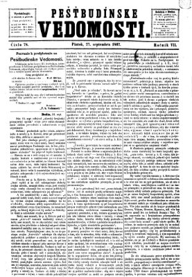 Pešťkbudínske vedomosti Freitag 27. September 1867