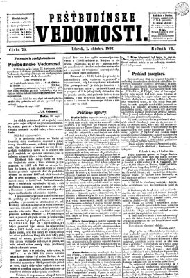 Pešťkbudínske vedomosti Dienstag 1. Oktober 1867