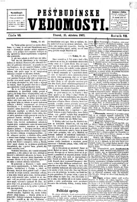 Pešťkbudínske vedomosti Dienstag 15. Oktober 1867