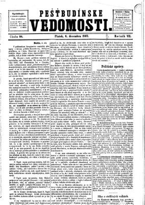 Pešťkbudínske vedomosti Freitag 6. Dezember 1867