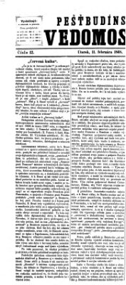 Pešťkbudínske vedomosti Dienstag 11. Februar 1868