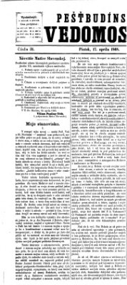 Pešťkbudínske vedomosti Freitag 17. April 1868